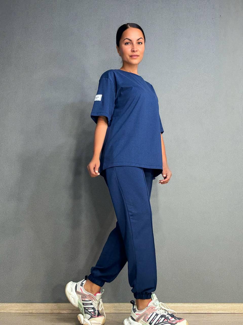 Костюм женский CAPPITONE 101212 футболка и брюки джоггеры со швом S Темно-синий (1689) - фото 9 Костюм женский CAPPITONE 101212 футболка и брюки джоггеры со швом S Темно-синий (1689) - фото 9