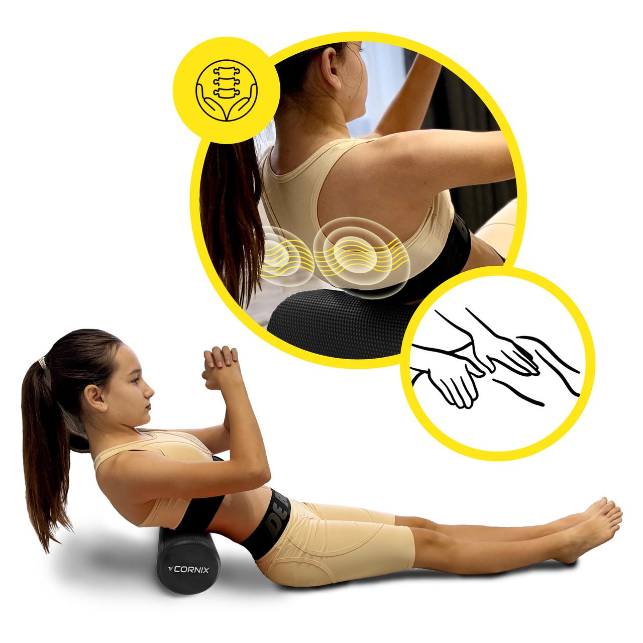 Масажний ролик Cornix EVA+ 45х15 см Black (XR-0305) - фото 4 Масажний ролик Cornix EVA+ 45х15 см Black (XR-0305) - фото 4