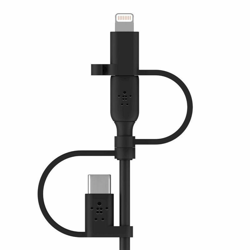 Кабель Belkin USB-A/Lightning/USB-С/microUSB 1 м Черный (ERC-CAC001BT1MBK) - фото 2