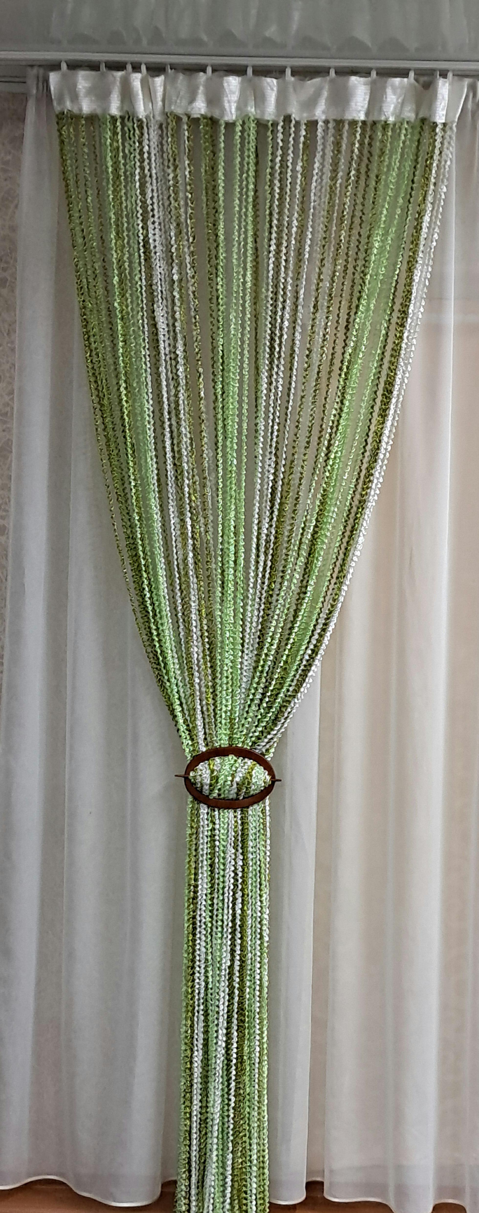 Штори-нитки Спіральки з люрексом 300х300 см Білий/Зелений - фото 1