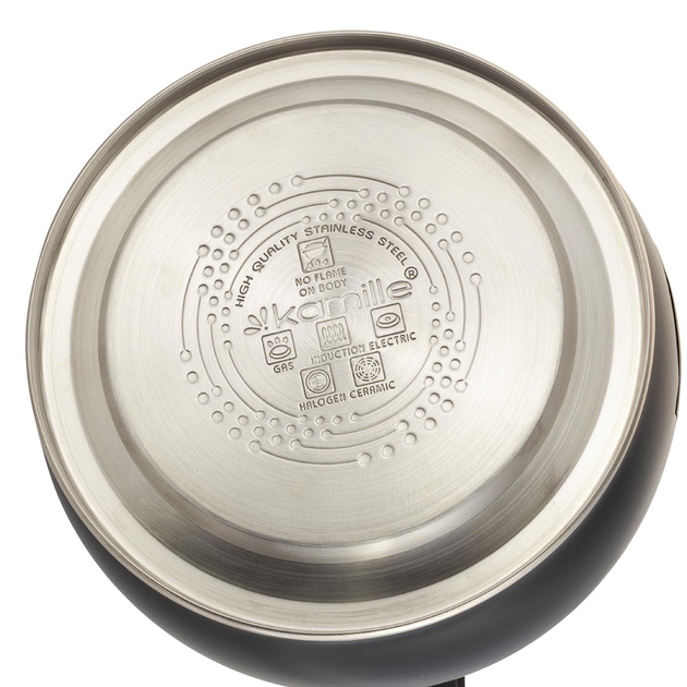 Чайник со свистком и ручкой с покрытием soft touch Kamille KM-0852 из нержавеющей стали 2,7л Черный (150-84-0852) - фото 3 Чайник со свистком и ручкой с покрытием soft touch Kamille KM-0852 из нержавеющей стали 2,7л Черный (150-84-0852) - фото 3