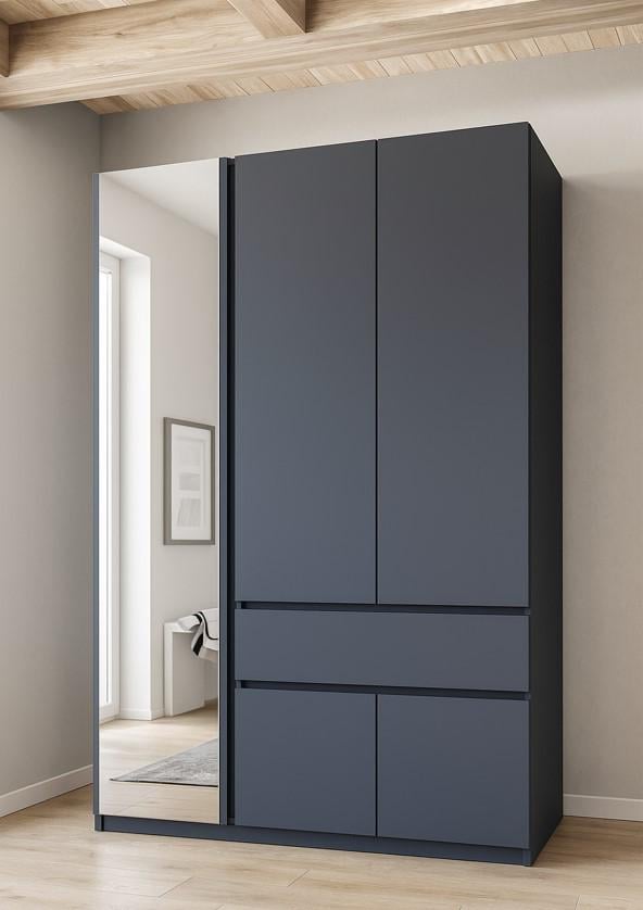 Шафа із дзеркалом Мастер Форм Брайт телескопічні напрямні лівосторонній 1221х520х2000 мм Антрацитовий (1200 500)