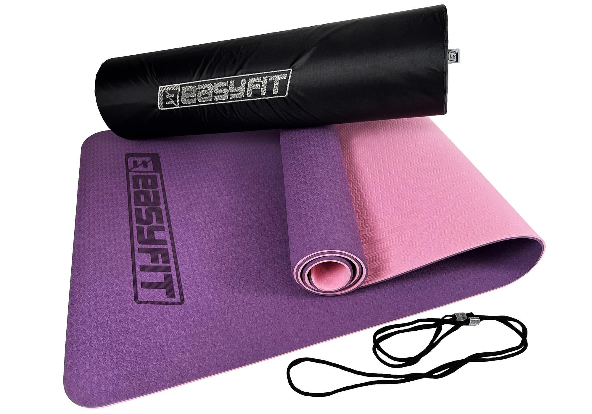 Коврик для йоги и фитнеса EasyFit TPE+TC двухслойный с чехлом 6 мм Фиолетовый/Розовый