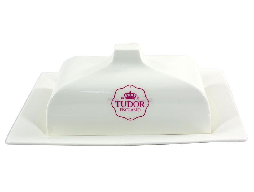 Масленка фарфоровая TUDOR ГЛАДКАЯ прямоугольная 21x15 см Белый (TU2232)