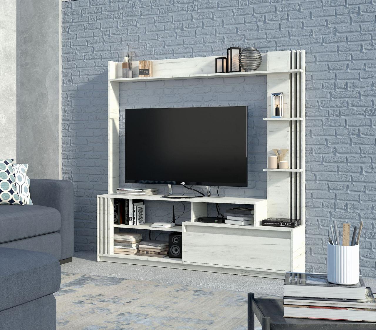 Стенка в гостиную Брайт 170х32,5х170 см Мастер Форм Дуб крафт белый (22984182) Стенка в гостиную Брайт 170х32,5х170 см Мастер Форм Дуб крафт белый (22984182)