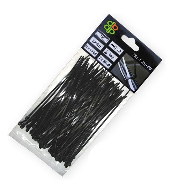 Стяжки кабельные пластиковые Bradas 7,6x250 мм 100 шт. UV Black