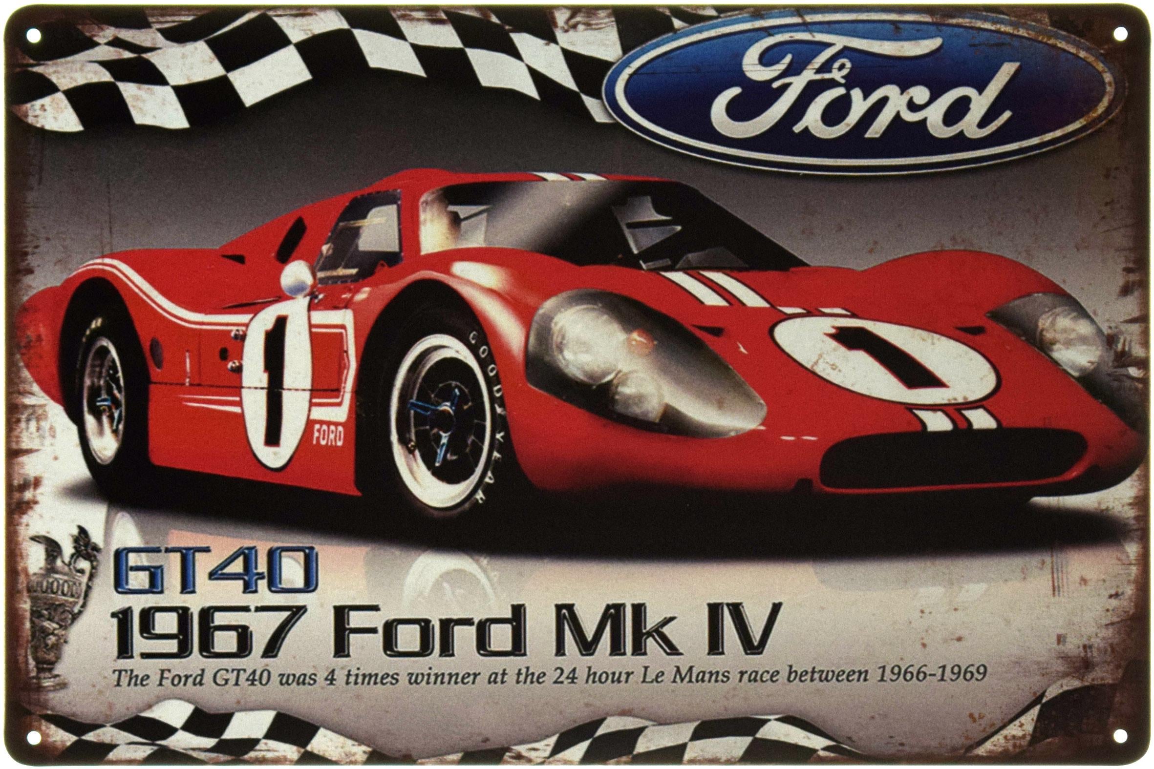 Табличка металева Ford GT40 1967 20x30 см