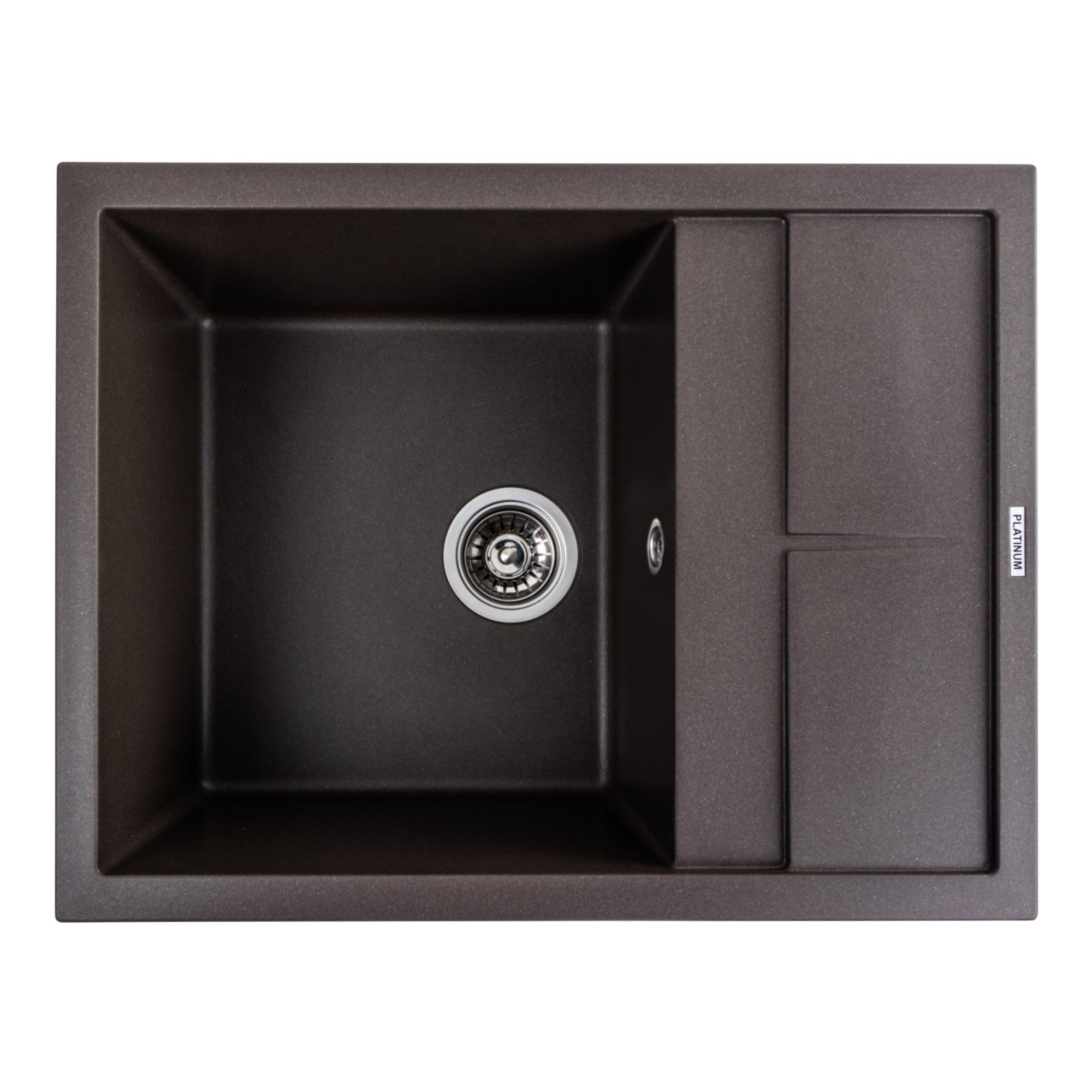 Мойка для кухни гранитная Platinum 6550 LOTOS матовая Темная скала