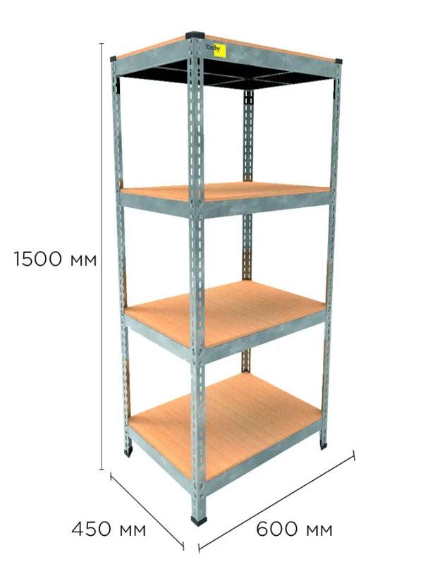 Стелаж металевий поличний MRL-1500 600x450 мм з 4 полицями з навантаженням 400 кг Оцинкований - фото 2