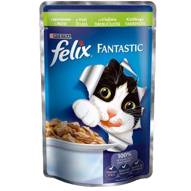 Влажный корм для котов Felix Fantastic 85 г Кролик