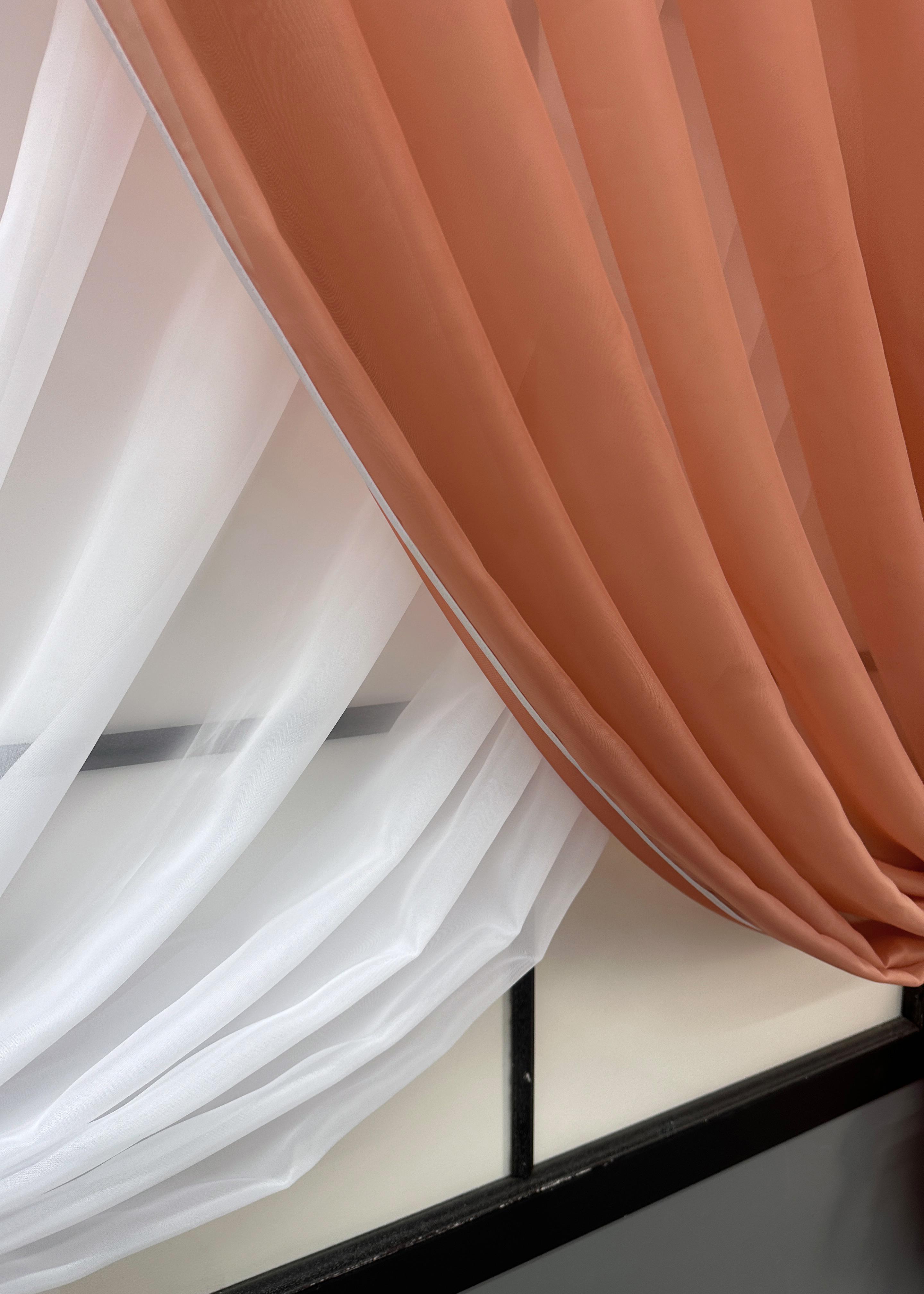 Шторки кухонные VR-Textil № 060к Дуэт с подвязками 330х170 см Пудровый/Белый (52-1189) - фото 6