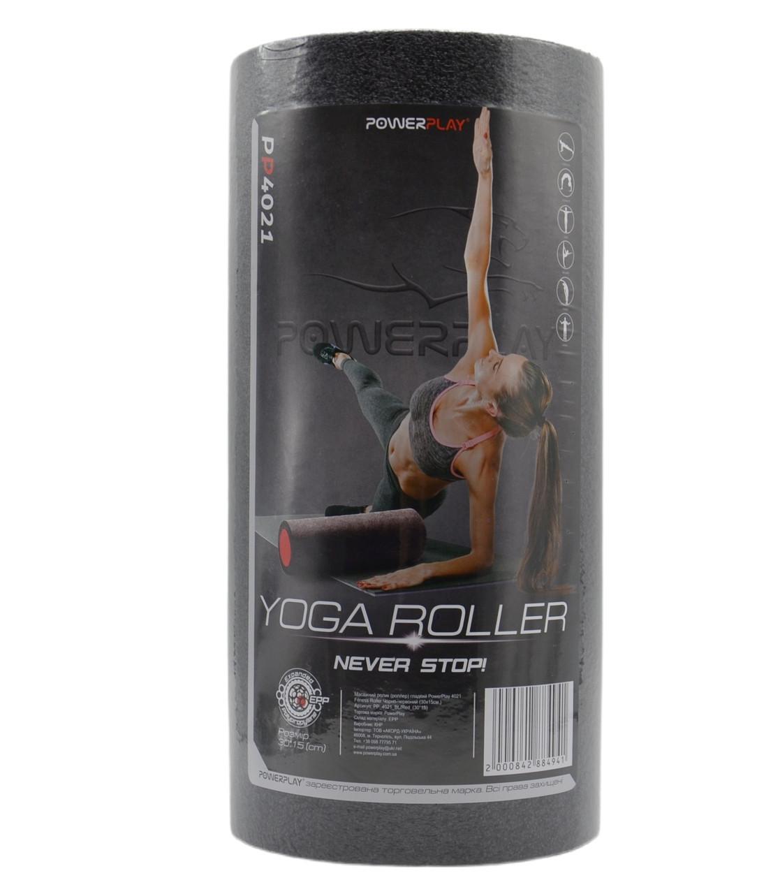 Ролик масажний гладкий PowerPlay 4021 Fitness Roller 45x15 см Чорно-червоний (A-013232) - фото 9