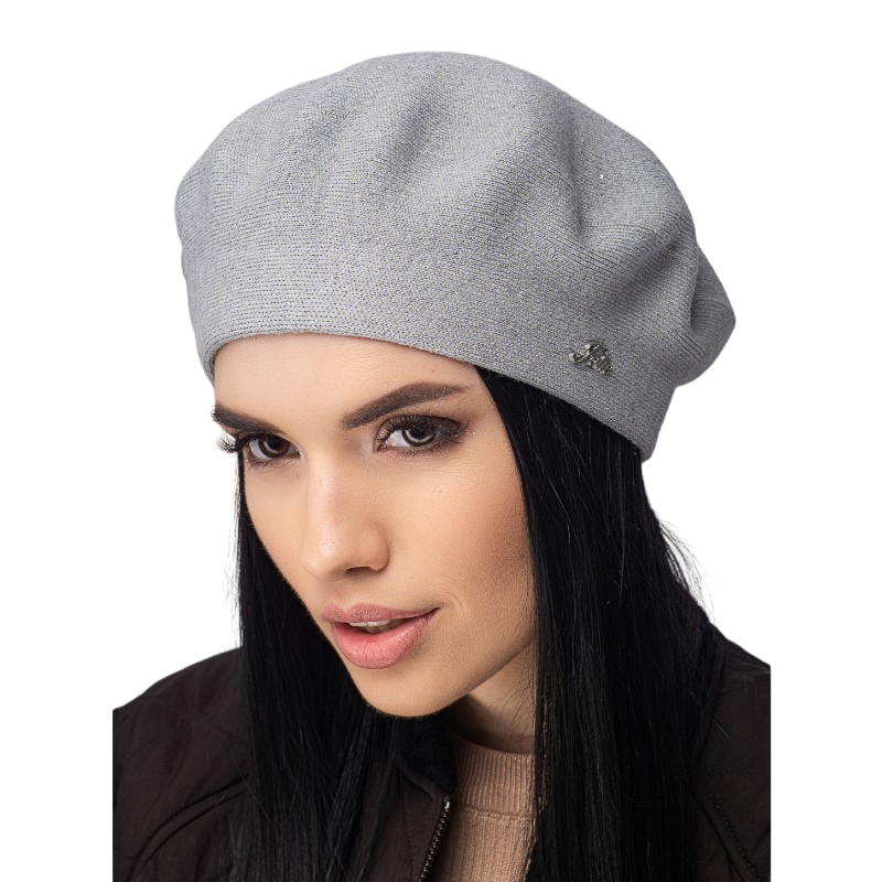 Берет женский Leks Долина двойной с паетками Серый (128957)