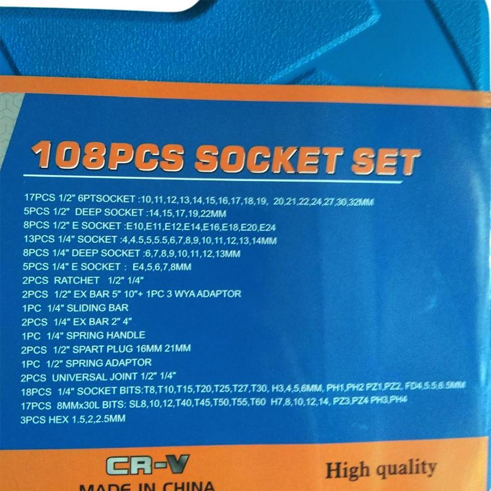 Набор инструментов для авто CR-V 1/4" и 1/2" С двумя трещотками 108 пр. в кейсе Blue (110609) - фото 6