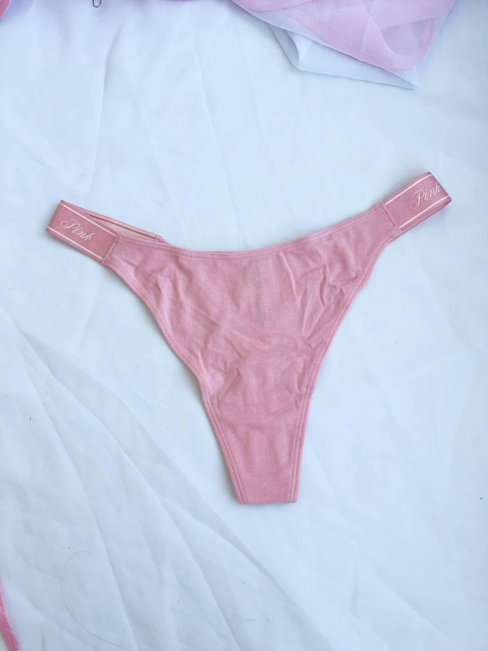 Труси Victoria's Secret Logo Cotton High-Leg Thong Panty L Рожевий (28769242)