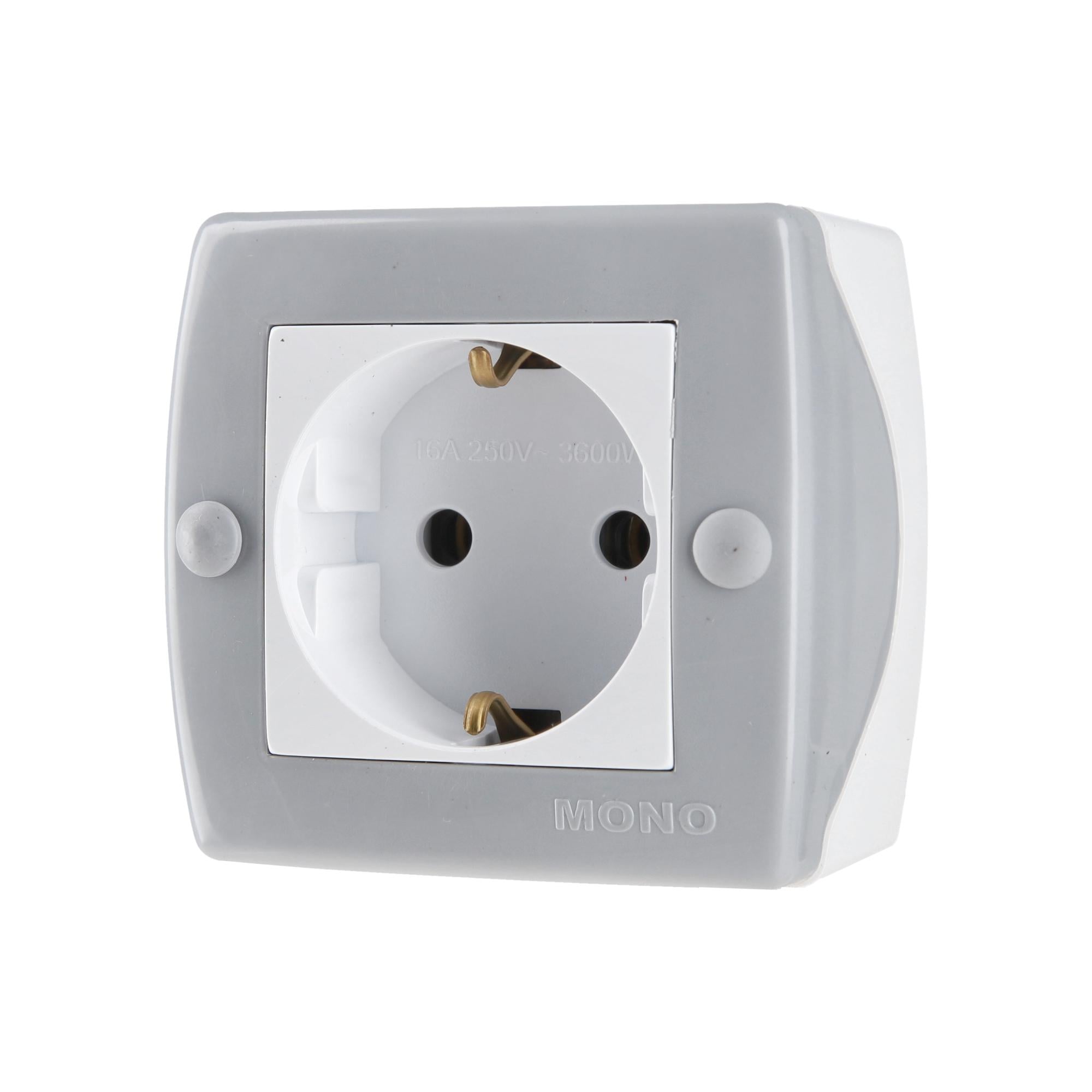 Розетка одинарная Mono Electric OCTANS с заземлением Серый (9584)