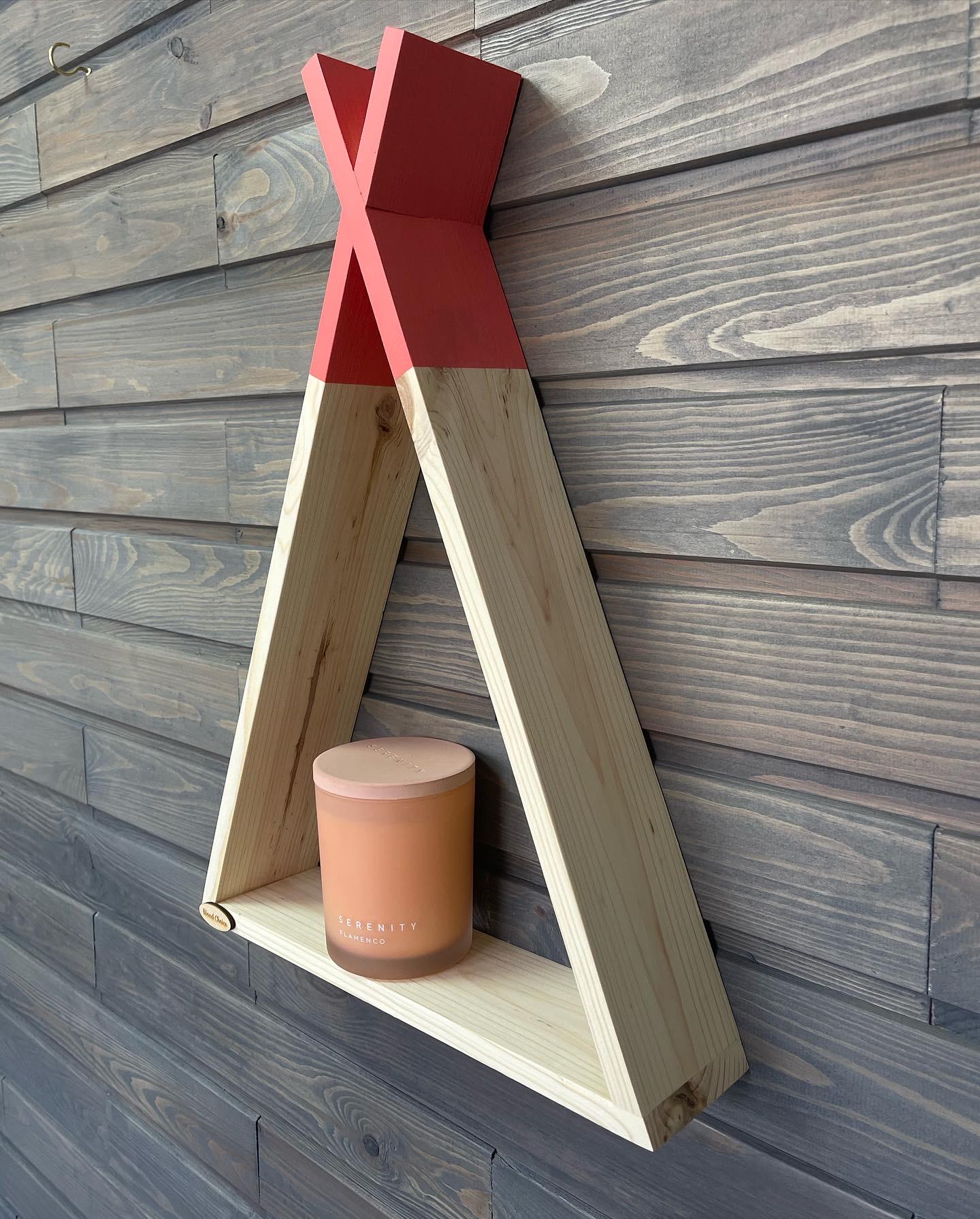 Настінна поличка вігвам 48х35х8см Дерево/Рожевий - фото 3 Настінна поличка вігвам 48х35х8см Дерево/Рожевий - фото 3