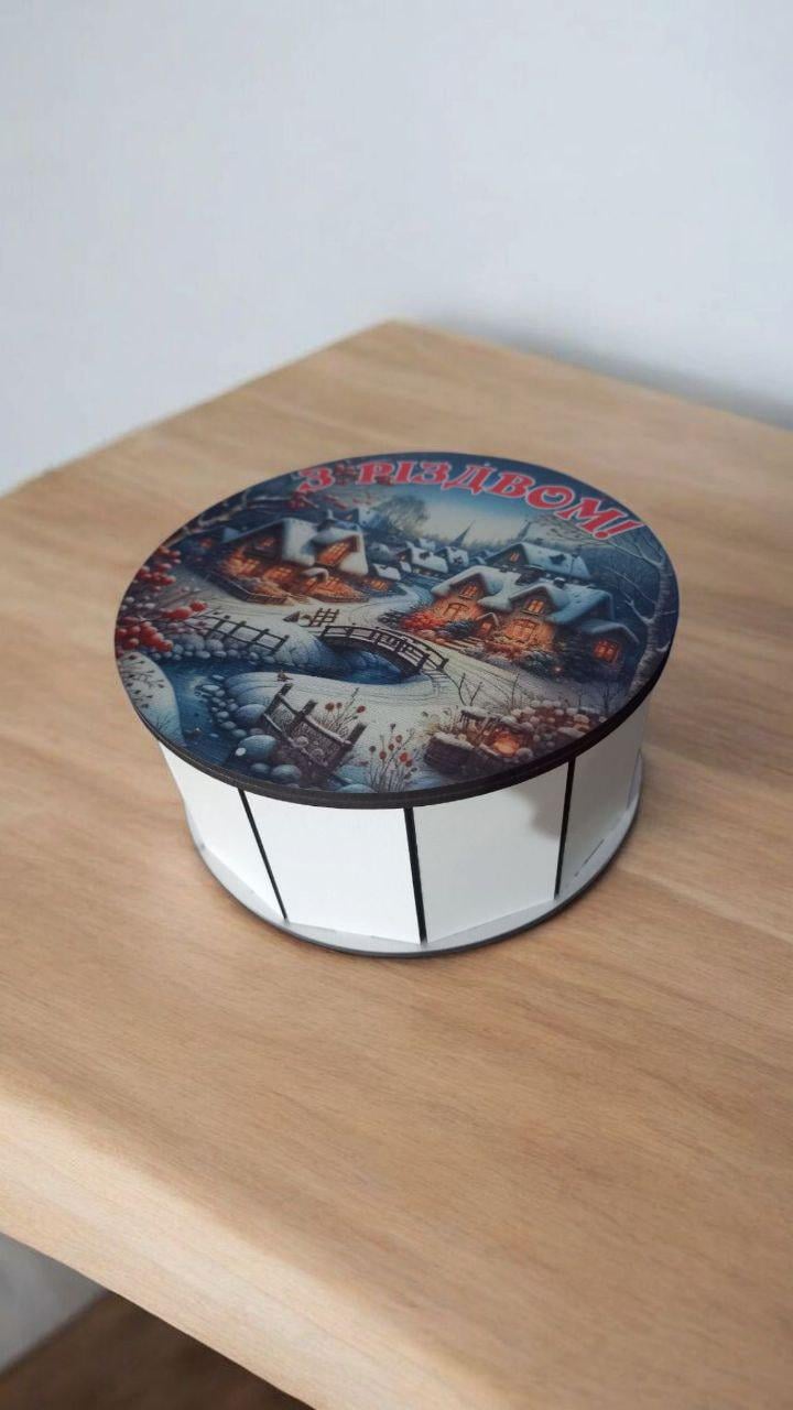 Коробка деревянная новогодняя под наполнения сладостями для детей d 15 см (140) - фото 3 Коробка деревянная новогодняя под наполнения сладостями для детей d 15 см (140) - фото 3