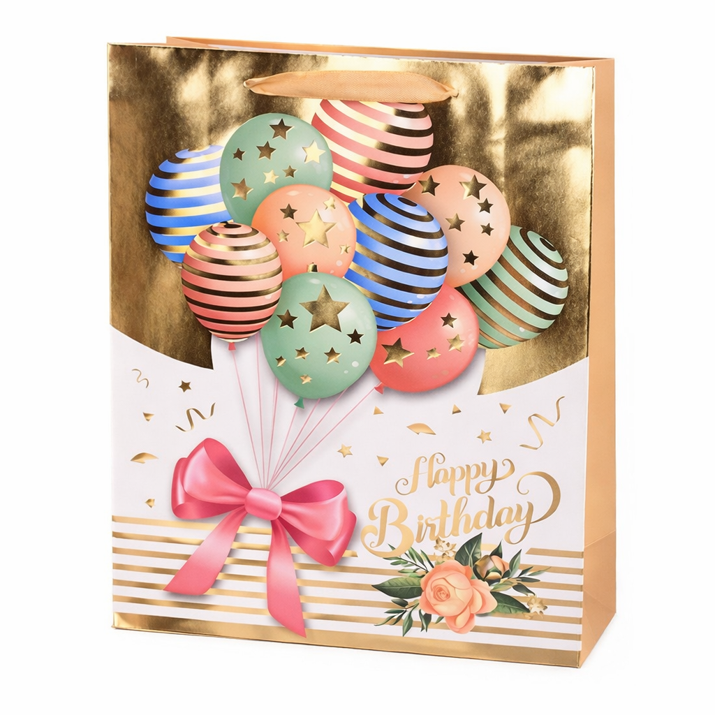 Подарочный пакет Happy Birthday R96724-S Золотисто-белый (R98083-S)