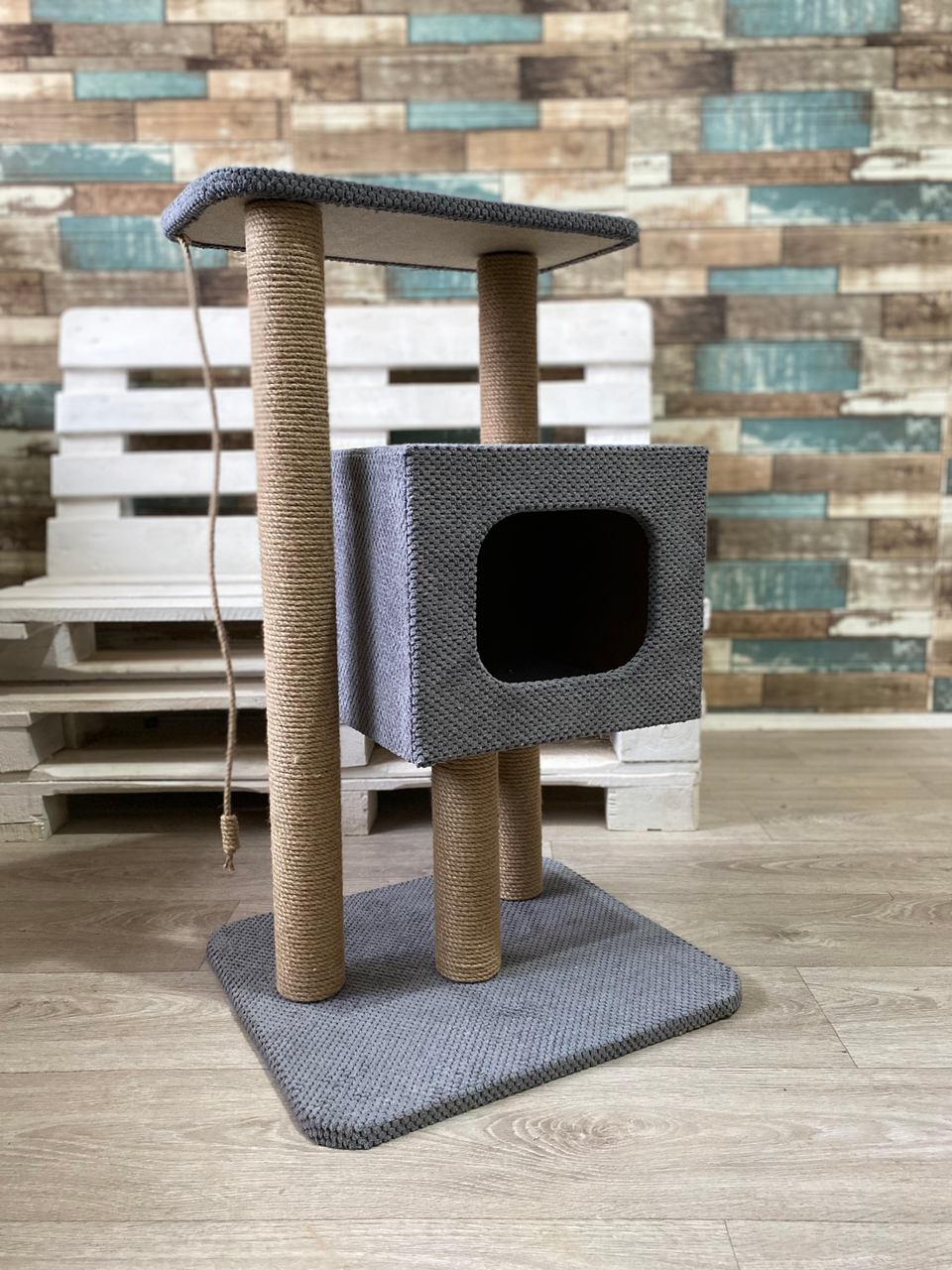 Когтеточка-домик 85х50х50 см Серый (21706957)