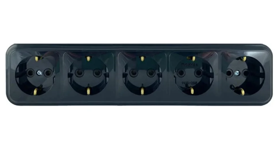 Розетка пятиместная с заземлениемMARSHEL MAGLEV RO16-255 Black