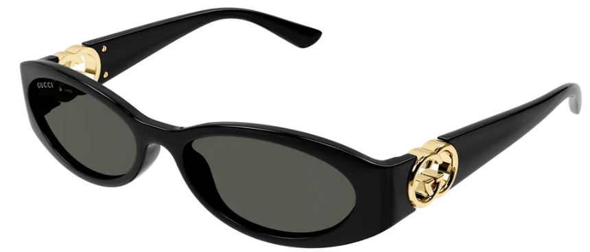 Солнцезащитные очки Gucci GG1660 черный кошачий глаз логотип женские Золотой