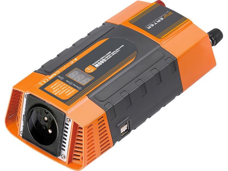 Автомобильный инвертор Stualarm DO STU35612D 12/220V USB 600/1200W с дисплеем модифицированный синус Оранжевый