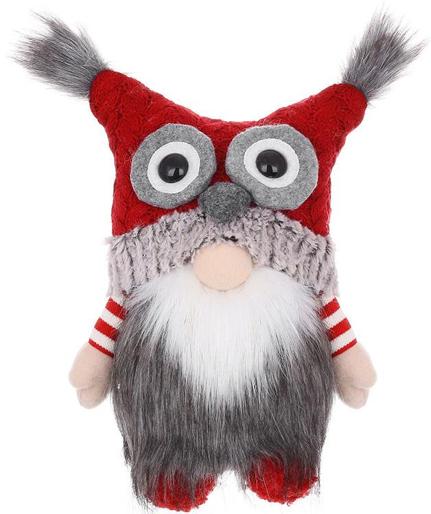 Игрушка мягкая Гном в шапке Совы 47 см Красный с серым