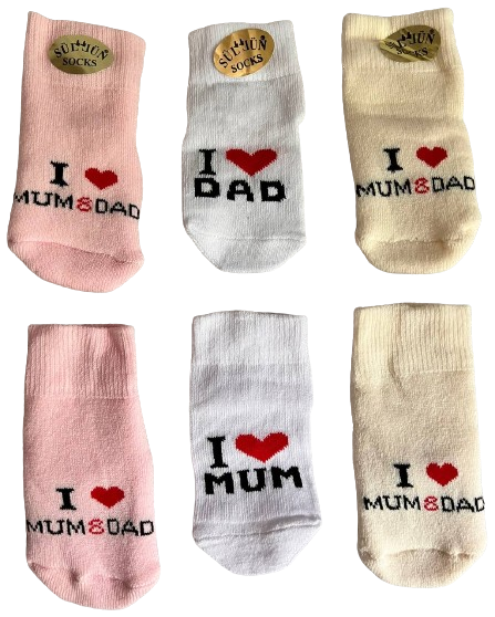 Набор носков для новорожденных I Love Mum I Love Dad от 0 до 6 месяцев 3 пары (476)
