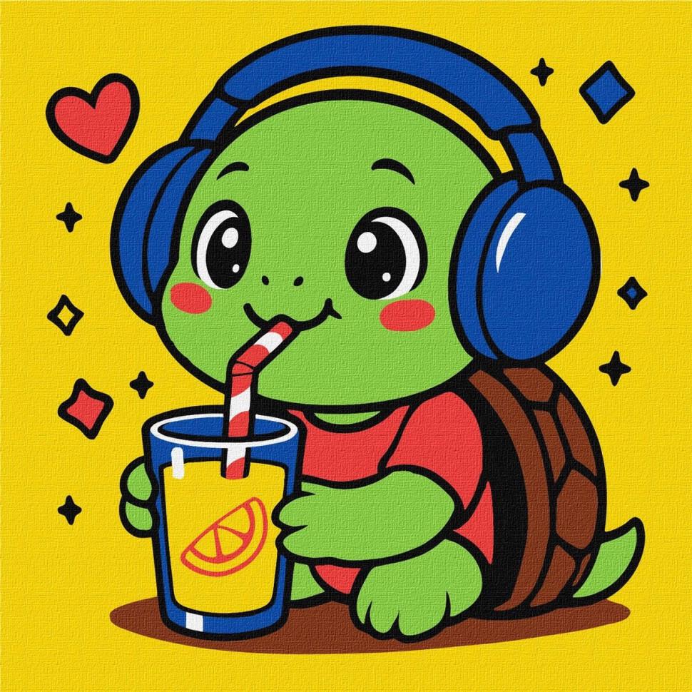 Картина за номерами Ideyka Черепашка пʼє лимонад KHO1289 25х25 см (RLT55923) - фото 1 Картина за номерами Ideyka Черепашка пʼє лимонад KHO1289 25х25 см (RLT55923) - фото 1