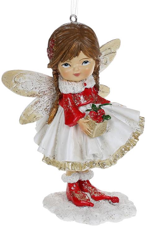 Статуэтки подвесные Маленькая Фея с Подарком полистоун 11,5 см 4 шт. Красно-белый