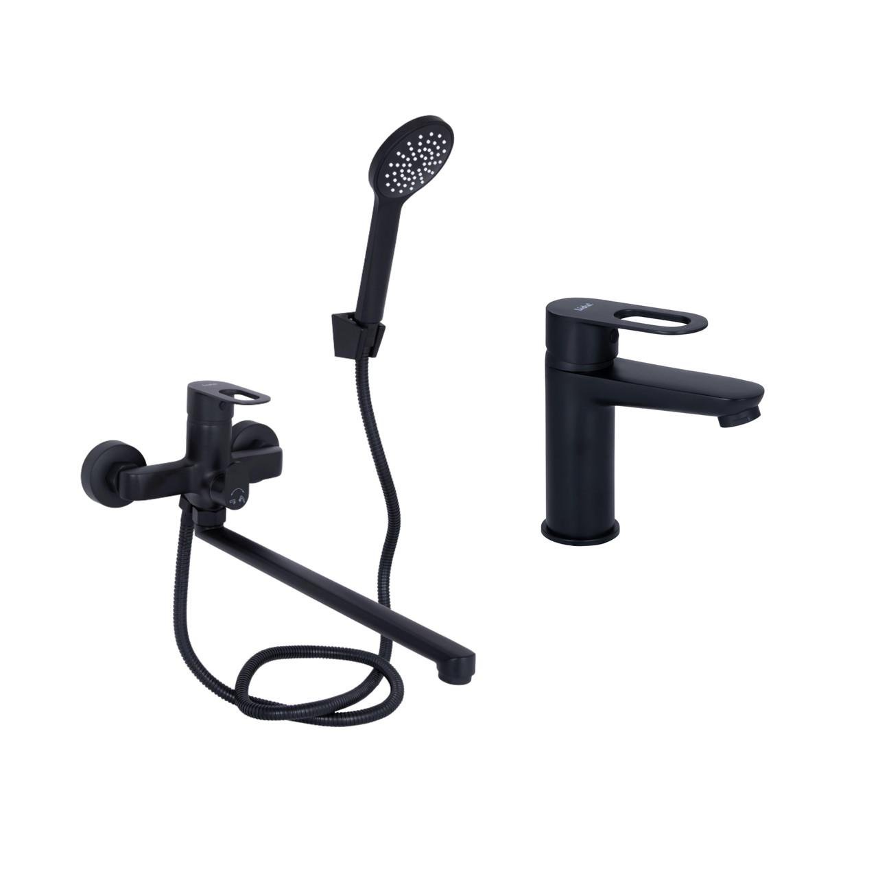Комплект смесителей Lidz Latwa смеситель для раковины LDLAT001BLA45418/смеситель для ванны LDLAT005BLA45420 Black (2553575302)