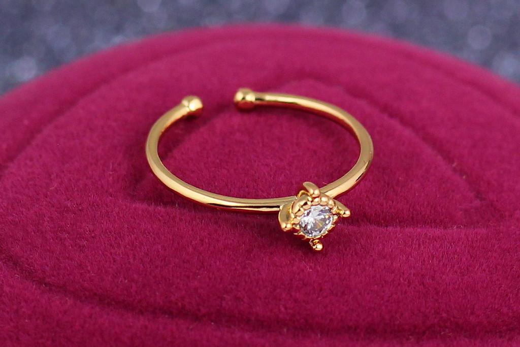 Кольцо детское Xuping Jewelry с камнем раздвижное 3 мм р. 14 Золотистый