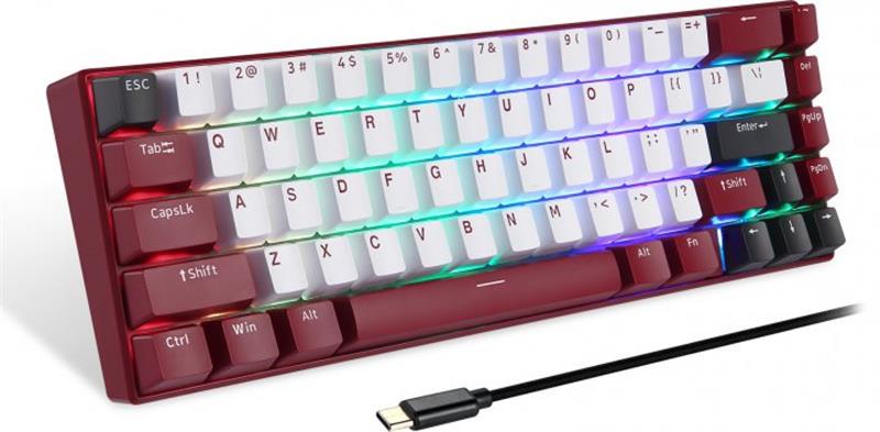 Клавиатура механическая Motospeed BK67 Longhua Blue Switch Bluetooth/USB RGB подсветка красная (626309) - фото 2 Клавиатура механическая Motospeed BK67 Longhua Blue Switch Bluetooth/USB RGB подсветка красная (626309) - фото 2