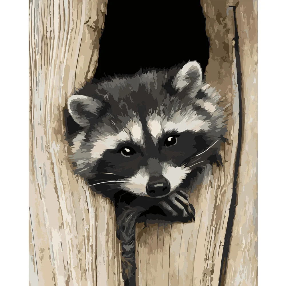 Картина по номерам Strateg Животные Енот 40х50 см в коробке (VA-0249КС-mt)