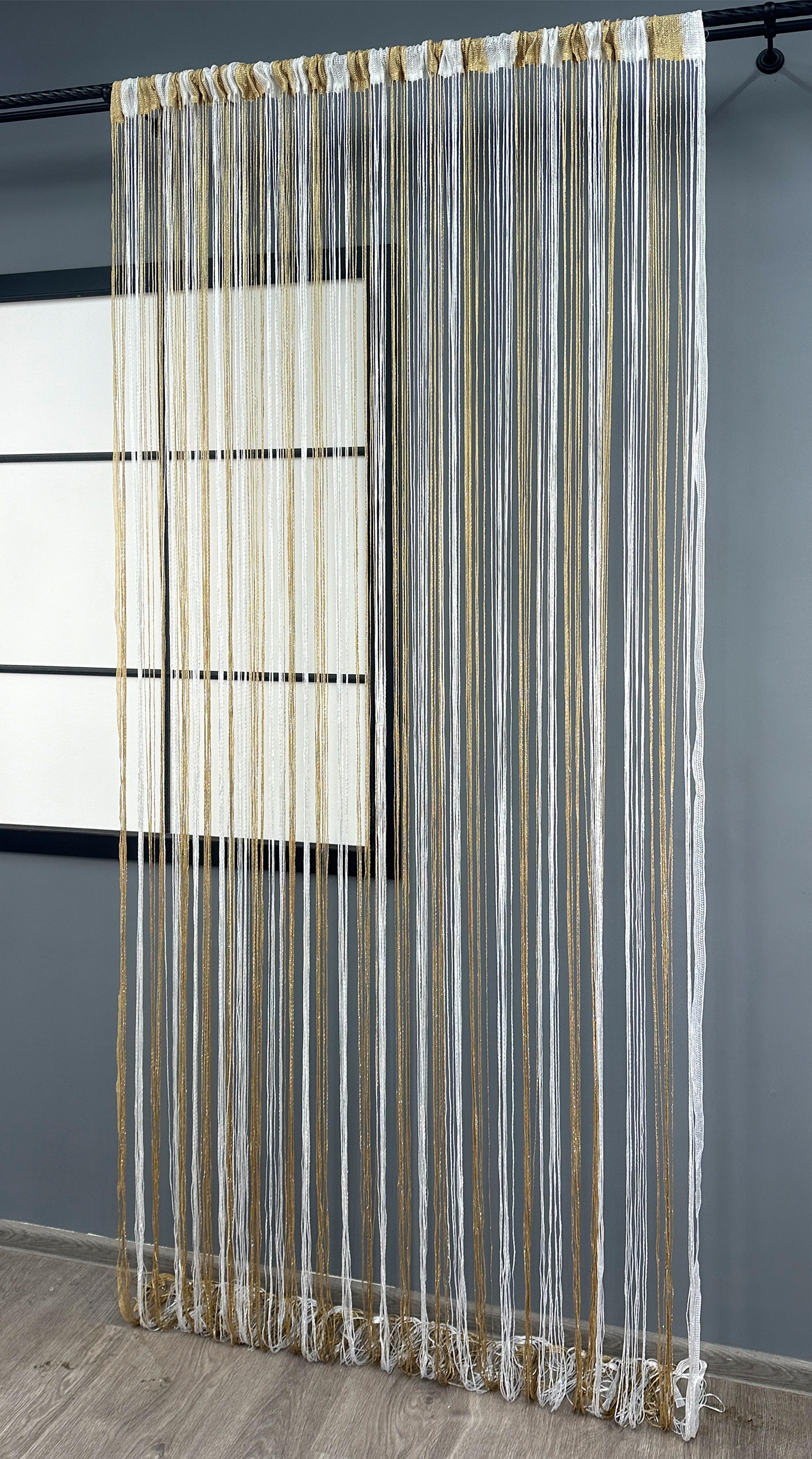 Штори-нитки з люрексом 300х300 см Бежевий/Білий (61-105) - фото 3 Штори-нитки з люрексом 300х300 см Бежевий/Білий (61-105) - фото 3