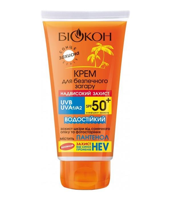Крем для безопасного загара Біокон Сверхвысокая защита водостойкий с пантенолом SPF50+ 160 мл (MBN-39520)