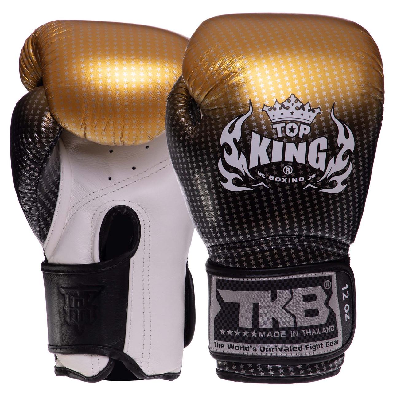 Боксерские перчатки Top King Super Star кожаные 18 oz Черно-золотой (TKBGSS-01)