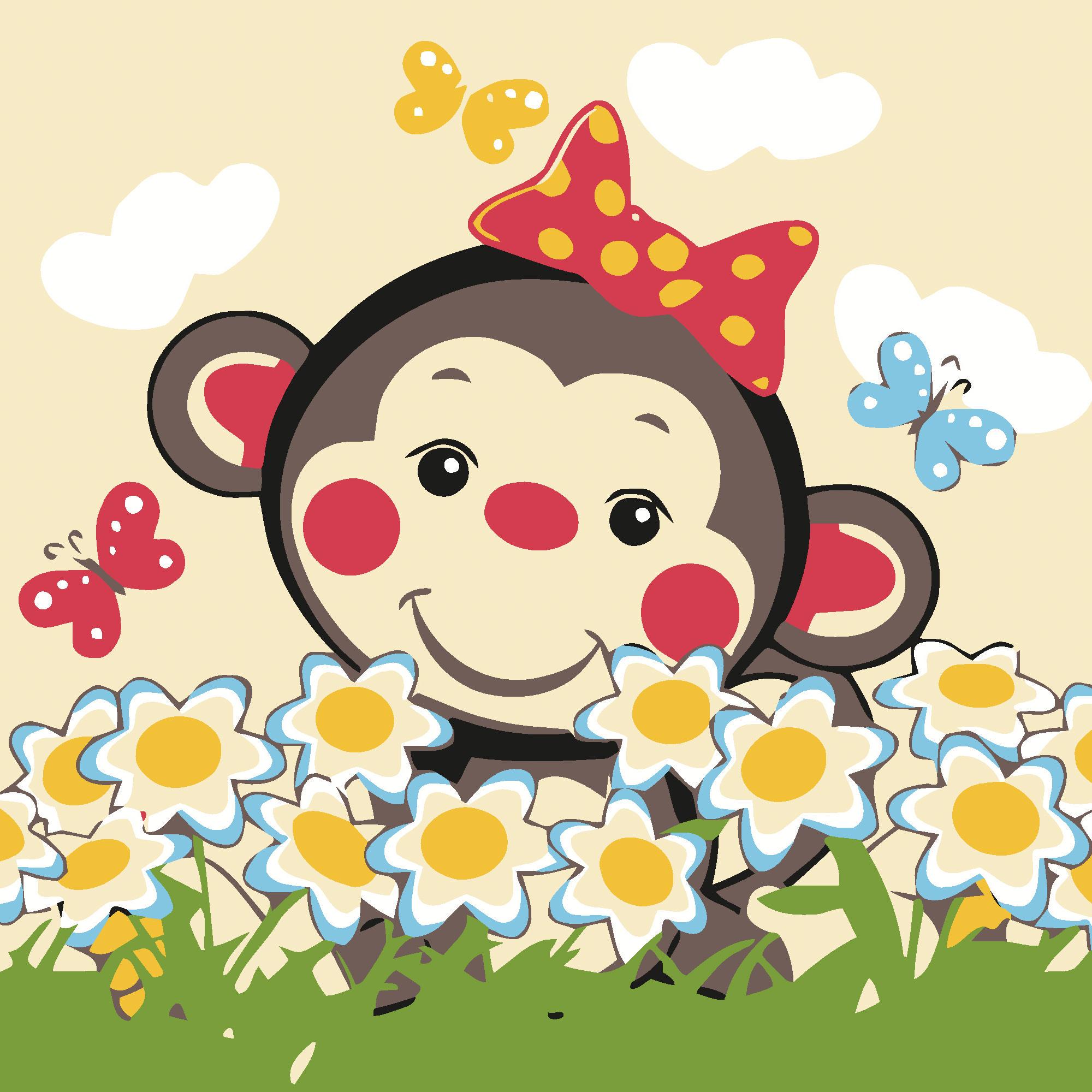 Картина по номерам Strateg Обезьянка 20x20 см (Str-HH7106)