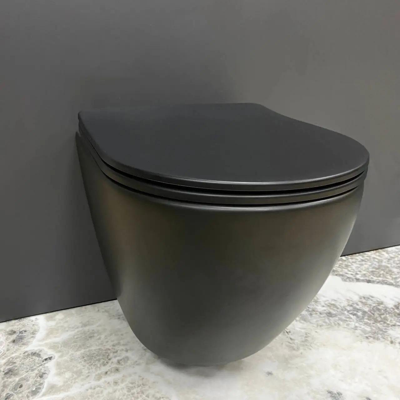 Унитаз подвесной VBI Vulcano безобедочный 490x360 мм Черный матовый (RM-VBI-020412)