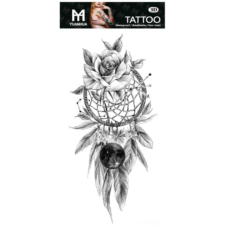 Тату тимчасове водостійке 3D велике Ловець снів з квіткою FF-112 18х8,5 см (4419569) Тату тимчасове водостійке 3D велике Ловець снів з квіткою FF-112 18х8,5 см (4419569)