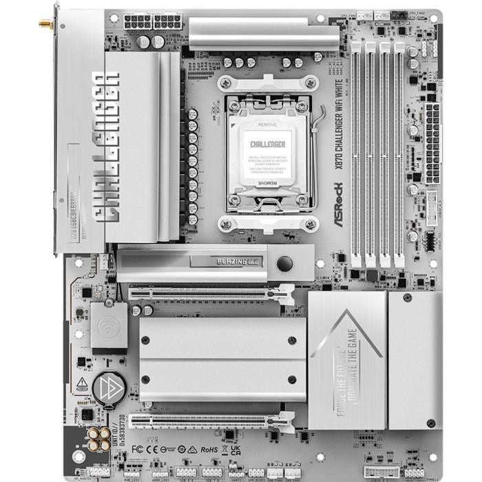 Материнская плата ASRock X870 CHALLENGER Wi-Fi ATX sAM5 AMD X870 4xDDR5 4xM.2 2xSATA HDMI 2xUSB4 2.5GbE White