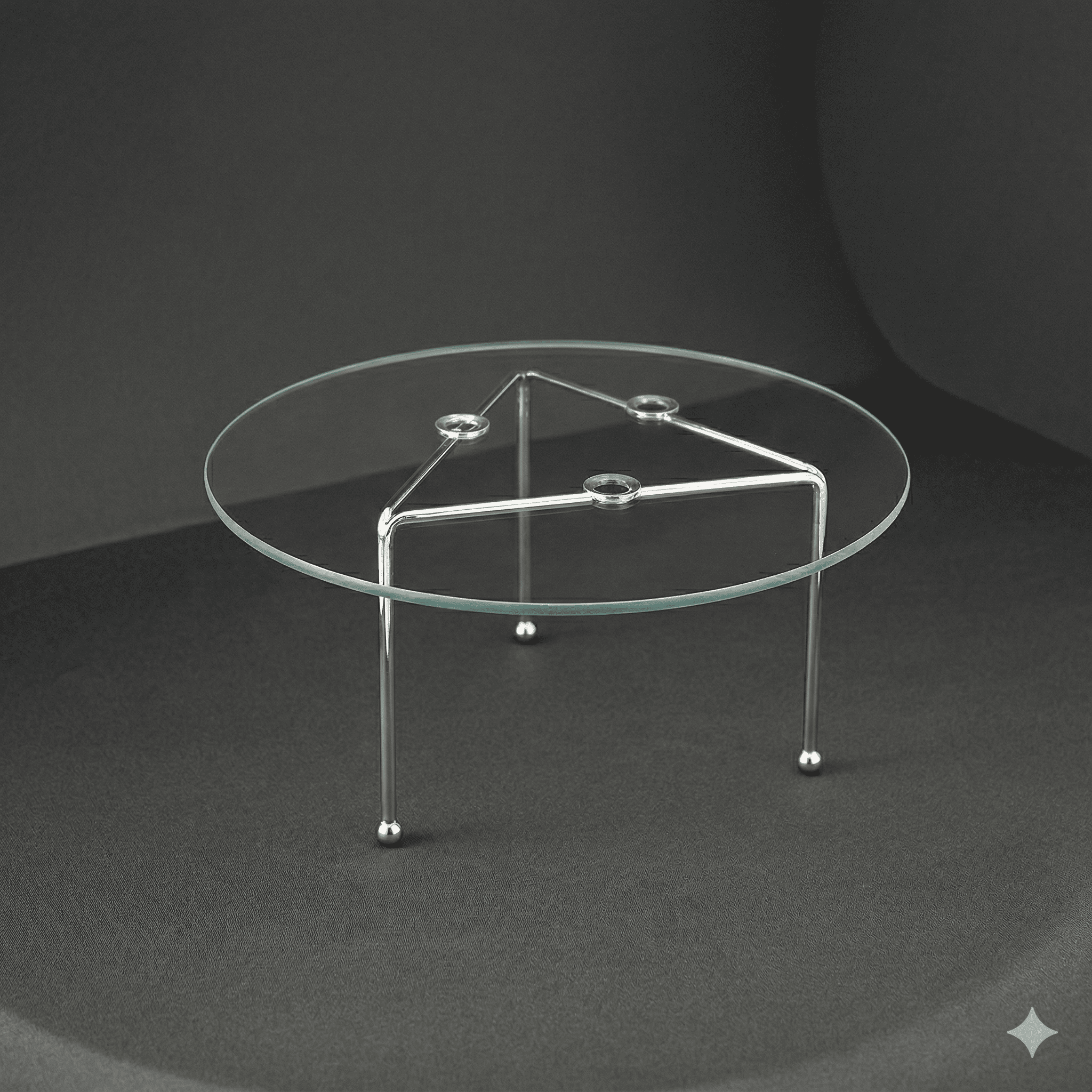 Тортівниця на ніжці металева зі скляною основою 30 см Срібло (S61G)