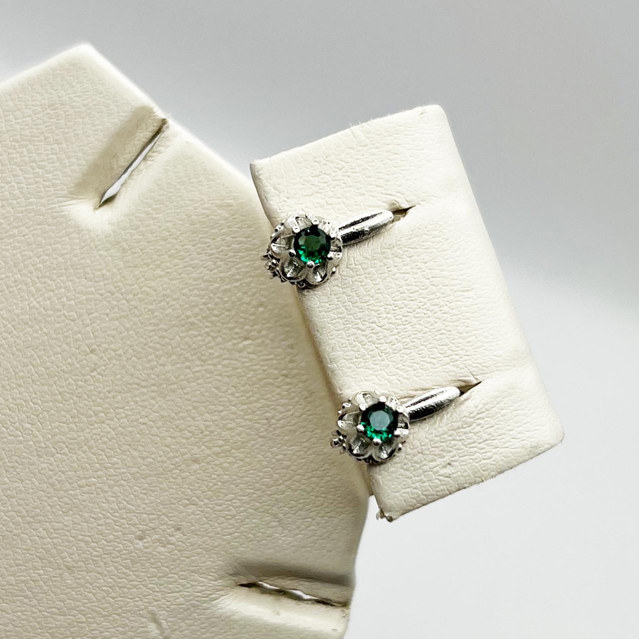 Серебряные серьги с изумрудом альпинитом 1,5 г (2449289989)