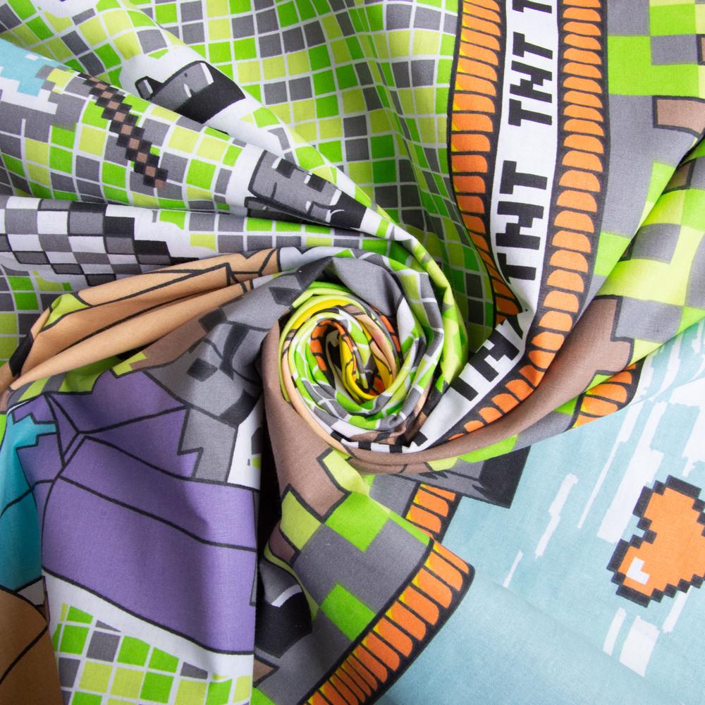 Ткань бязь ранфорс для постельного белья GLux-4145 MINCRAFT GOLD LUX 125 гр/м2 220 см (26164)