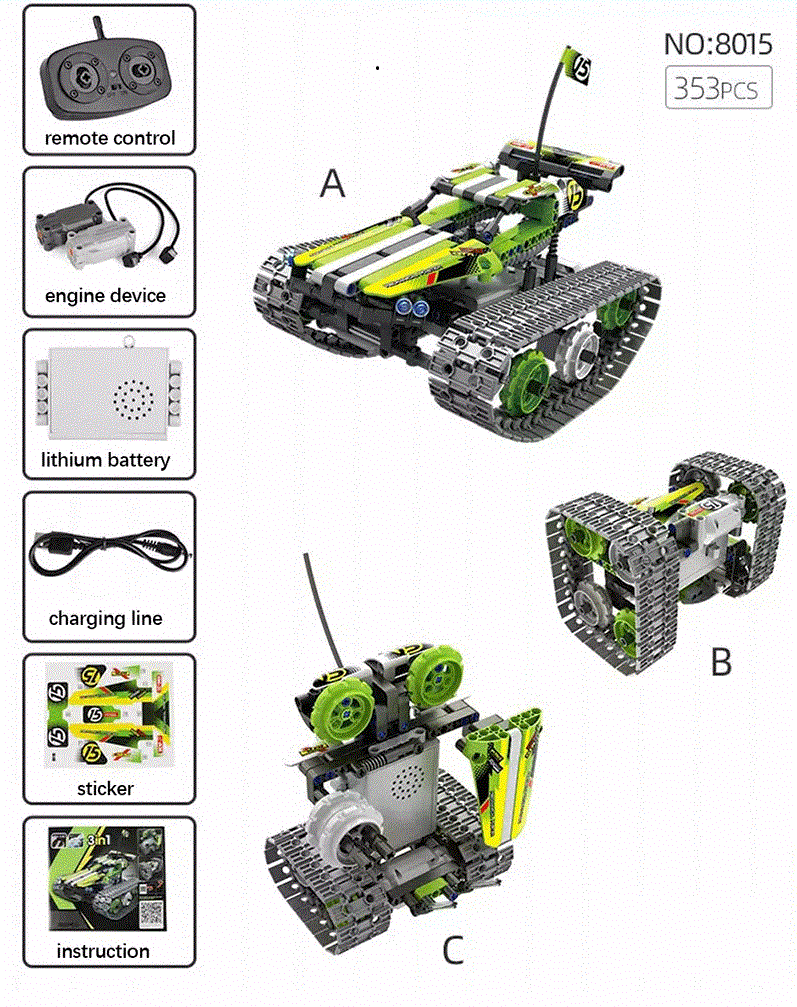 Конструктор машинка-робот Erbo Technic 3в1 на радіокеруванні - фото 5 Конструктор машинка-робот Erbo Technic 3в1 на радіокеруванні - фото 5