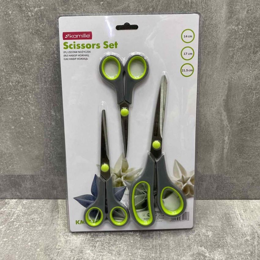 Набір ножниць Kamille KM-5187 з пластиковими ручками з нержавіючої сталі 3 пр. (1837601837)