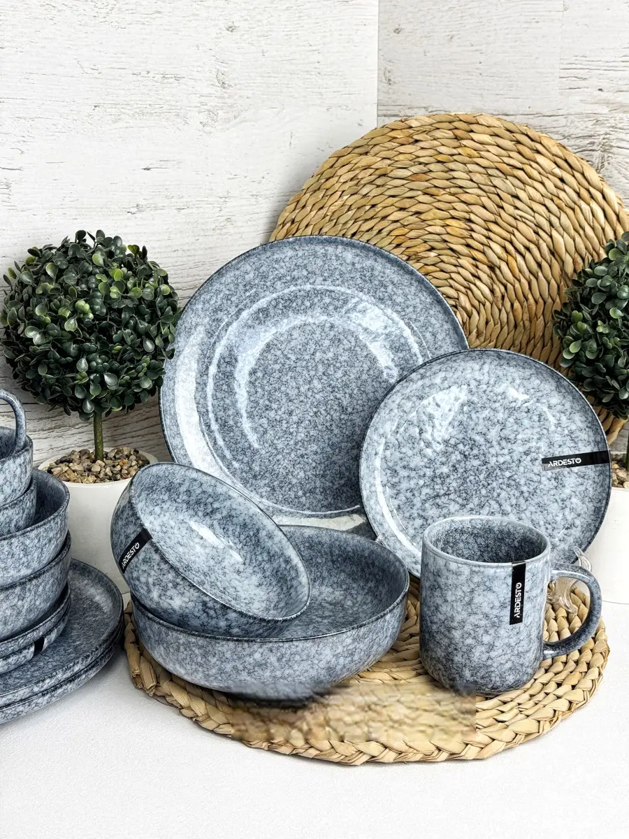 Сервіз столовий Ardesto Loreto 18 пр. Сірий (8-6-5086523)