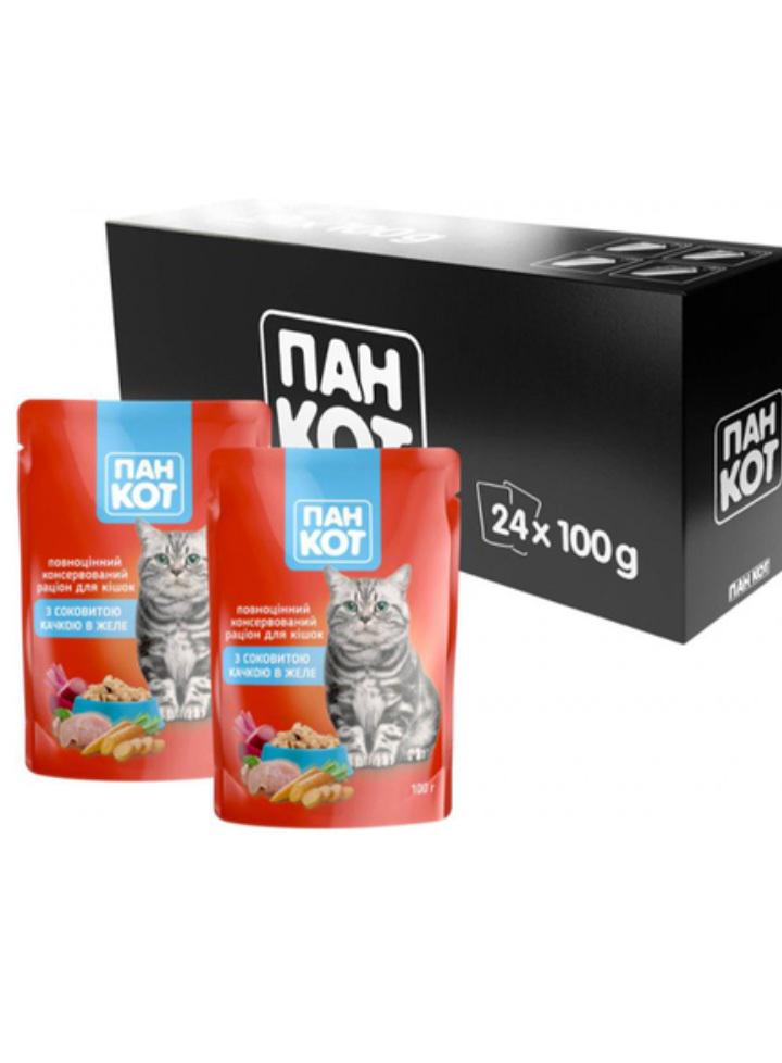 Корм для котів Пан Кот качка в желе пауч 100 г по 24 шт. (30) - фото 2 Корм для котів Пан Кот качка в желе пауч 100 г по 24 шт. (30) - фото 2