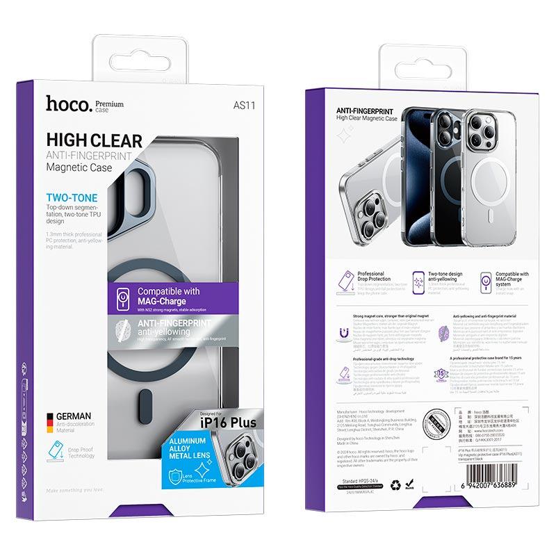 Чохол HOCO для iPhone Vip magnetic protective case, AS11, прозорий з чорним - фото 6 Чохол HOCO для iPhone Vip magnetic protective case, AS11, прозорий з чорним - фото 6